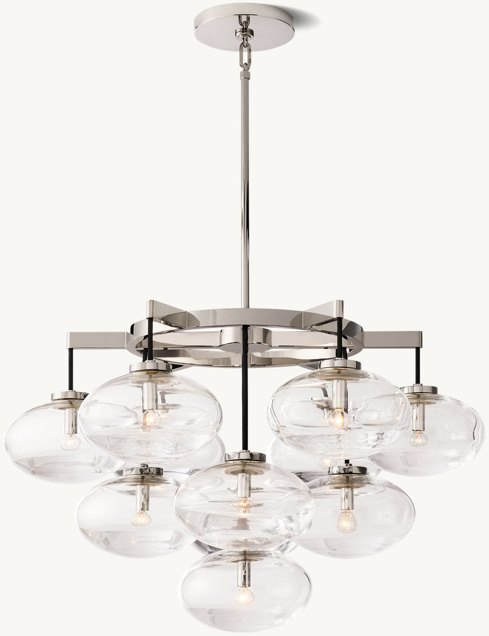 CABRETTE CLEAR GLASS ROUND CHANDELIER 36"