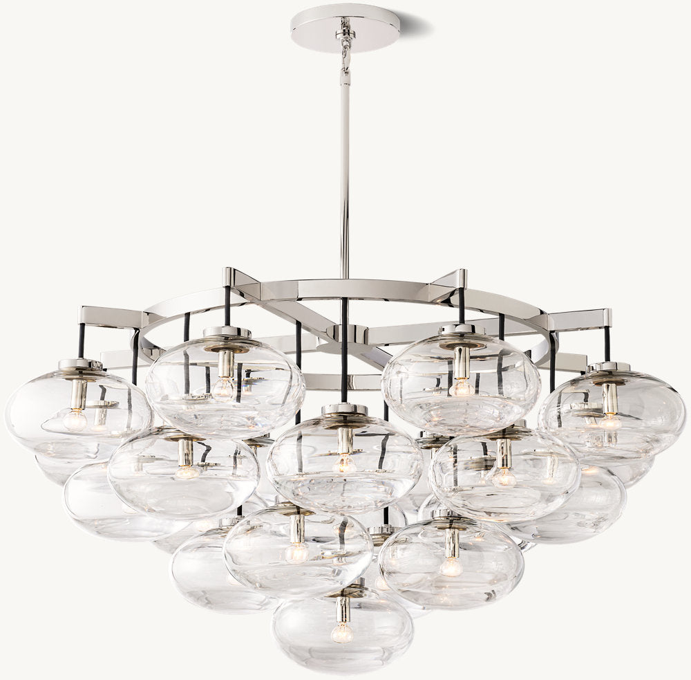 CABRETTE CLEAR GLASS ROUND CHANDELIER 48"