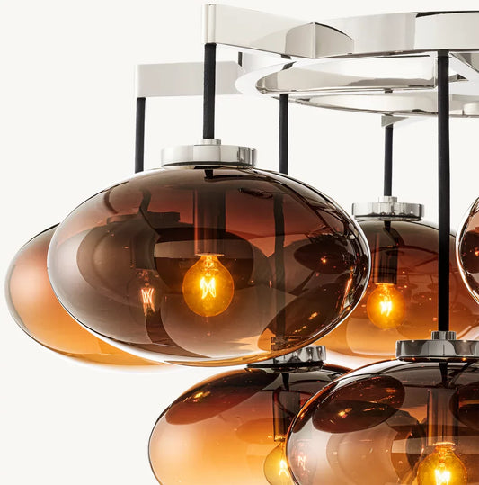 CABRETTE AMBER GLASS ROUND CHANDELIER 36"