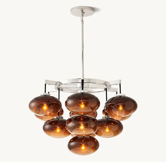 CABRETTE AMBER GLASS ROUND CHANDELIER 36"