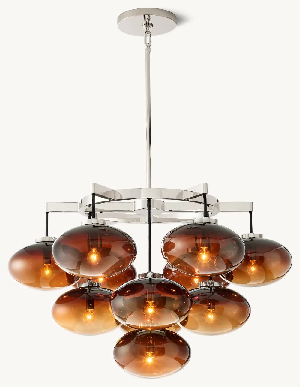 CABRETTE AMBER GLASS ROUND CHANDELIER 36"
