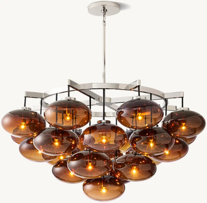 CABRETTE AMBER GLASS ROUND CHANDELIER 48"