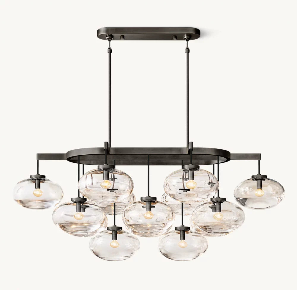 CABRETTE CLEAR GLASS LINEAR CHANDELIER 54"