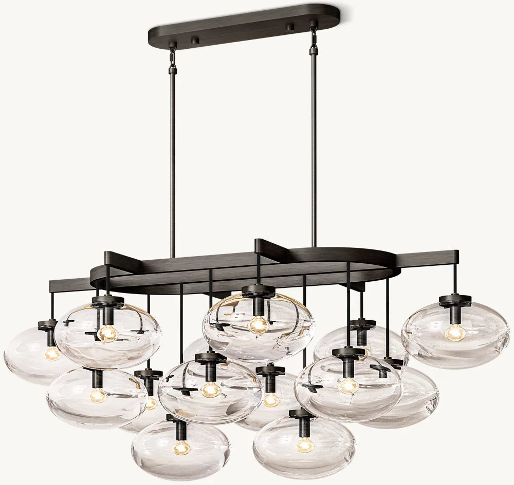 CABRETTE CLEAR GLASS LINEAR CHANDELIER 54"