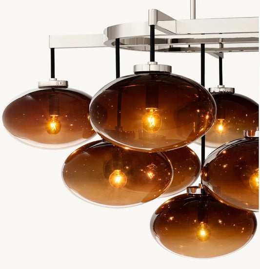 CABRETTE AMBER GLASS LINEAR CHANDELIER 54"