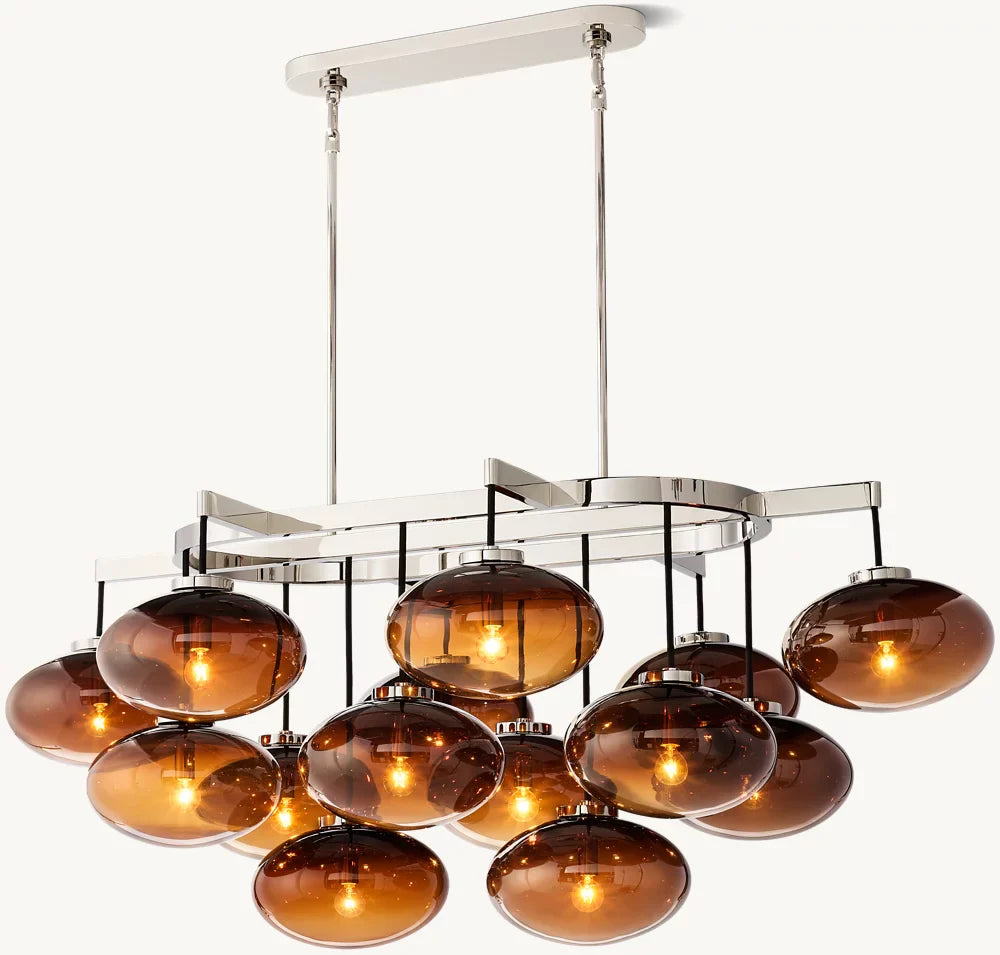 CABRETTE AMBER GLASS LINEAR CHANDELIER 54"