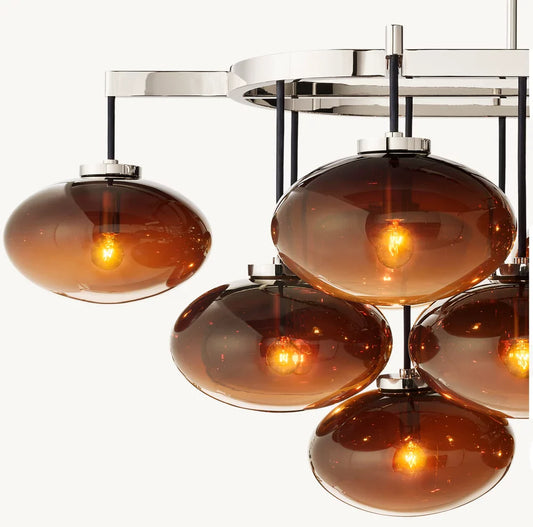 CABRETTE AMBER GLASS LINEAR CHANDELIER 72"