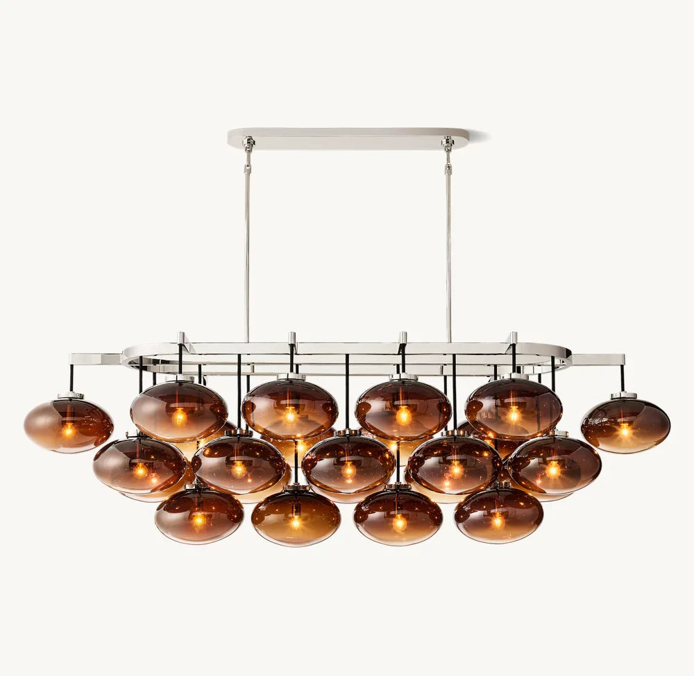 CABRETTE AMBER GLASS LINEAR CHANDELIER 72"