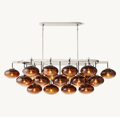 CABRETTE AMBER GLASS LINEAR CHANDELIER 72"