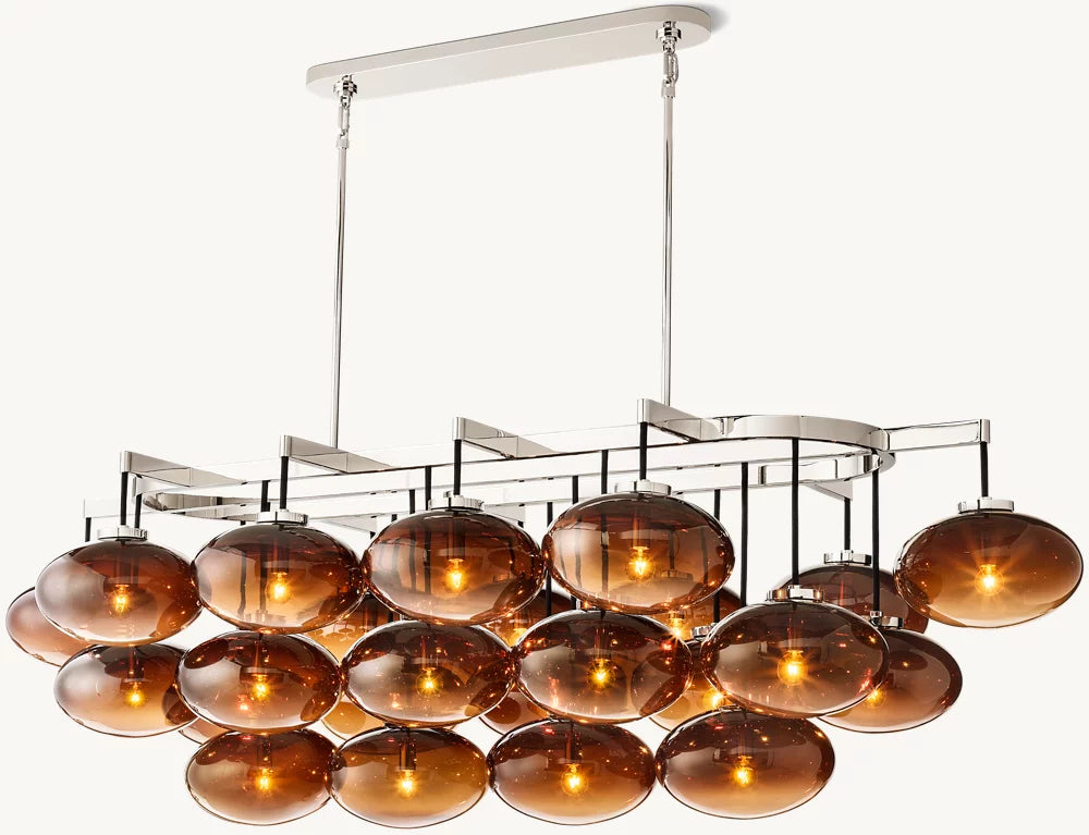CABRETTE AMBER GLASS LINEAR CHANDELIER 72"