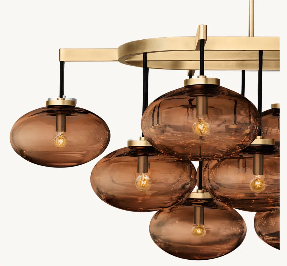 CABRETTE AMBER GLASS LINEAR CHANDELIER 72"