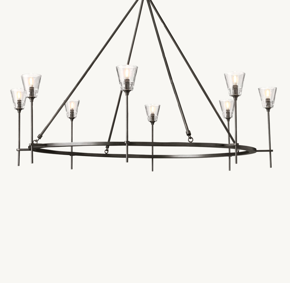 TORCHE DE VERRE ROUND CHANDELIER 58"