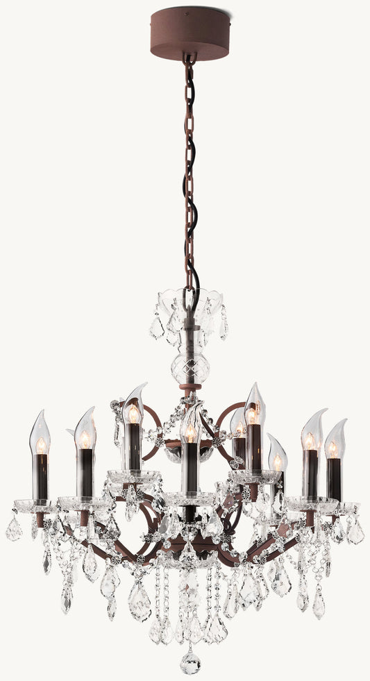19TH C. ROCOCO IRON & CRYSTAL OUTDOOR CHANDELIER