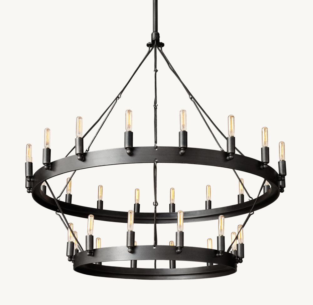 CAMINO VINTAGE FILAMENT TWO-TIER CHANDELIER 38"