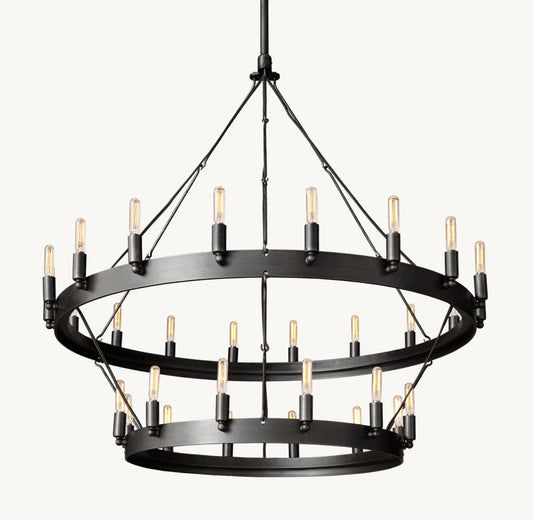CAMINO VINTAGE FILAMENT TWO-TIER CHANDELIER 38"