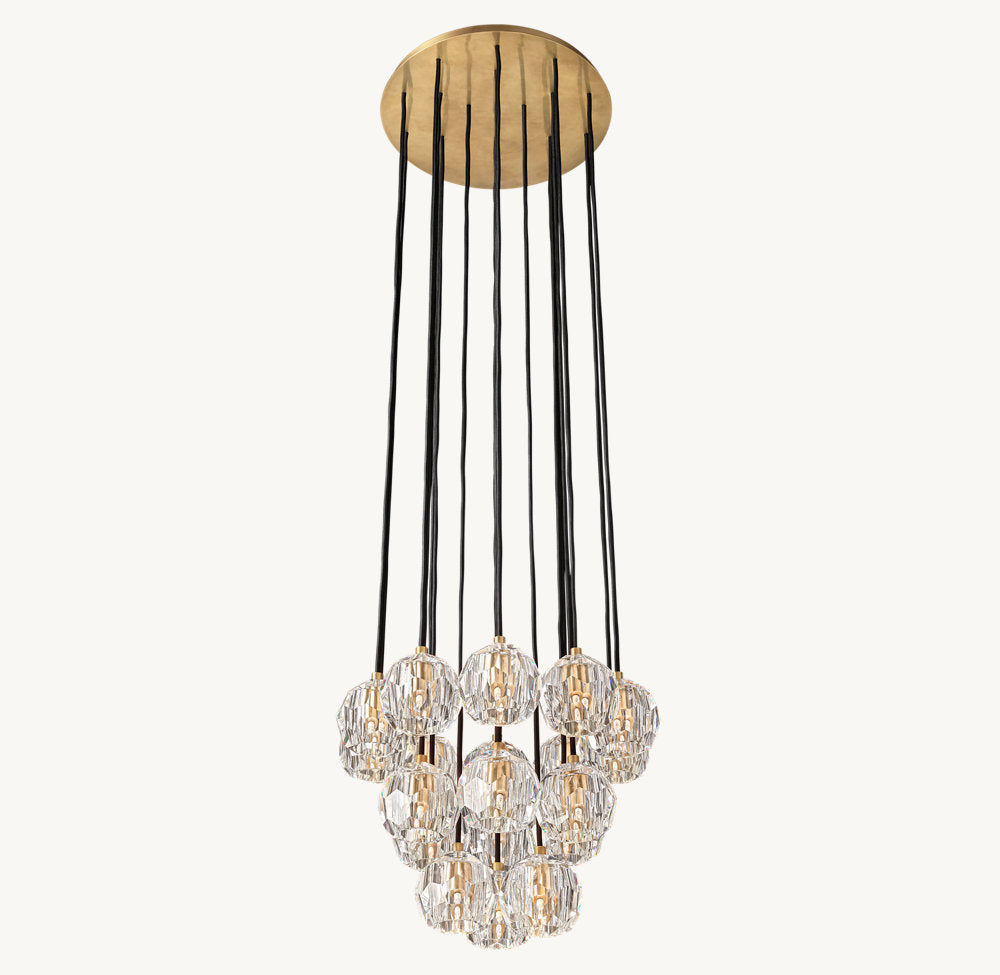 BOULE DE CRISTAL CLEAR GLASS ROUND CLUSTER CHANDELIER 19"