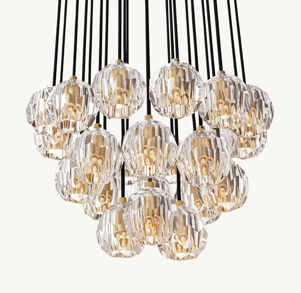 BOULE DE CRISTAL CLEAR GLASS ROUND CLUSTER CHANDELIER 24"