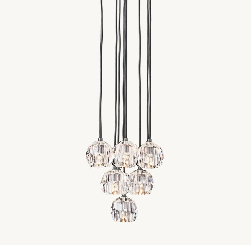 BOULE DE CRISTAL CLEAR GLASS ROUND CLUSTER CHANDELIER 14"