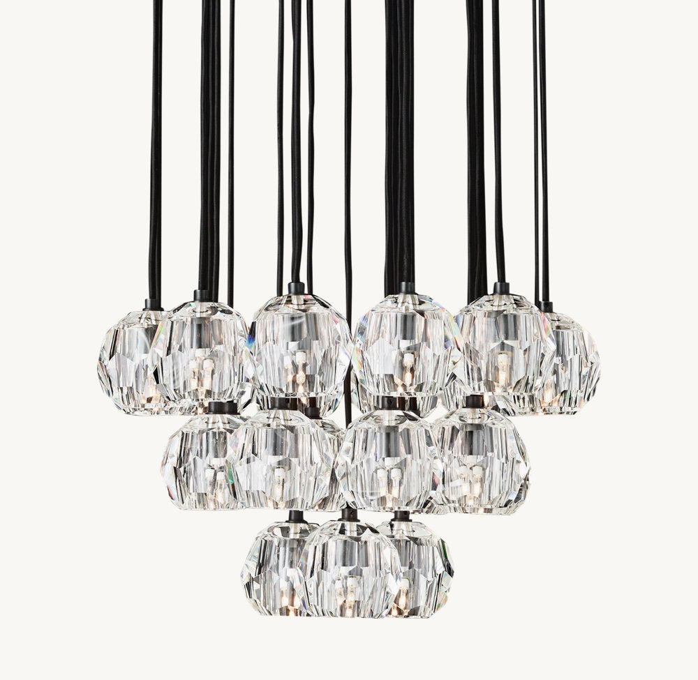 BOULE DE CRISTAL CLEAR GLASS ROUND CLUSTER CHANDELIER 24"