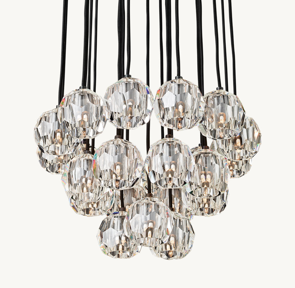 BOULE DE CRISTAL CLEAR GLASS ROUND CLUSTER CHANDELIER 24"