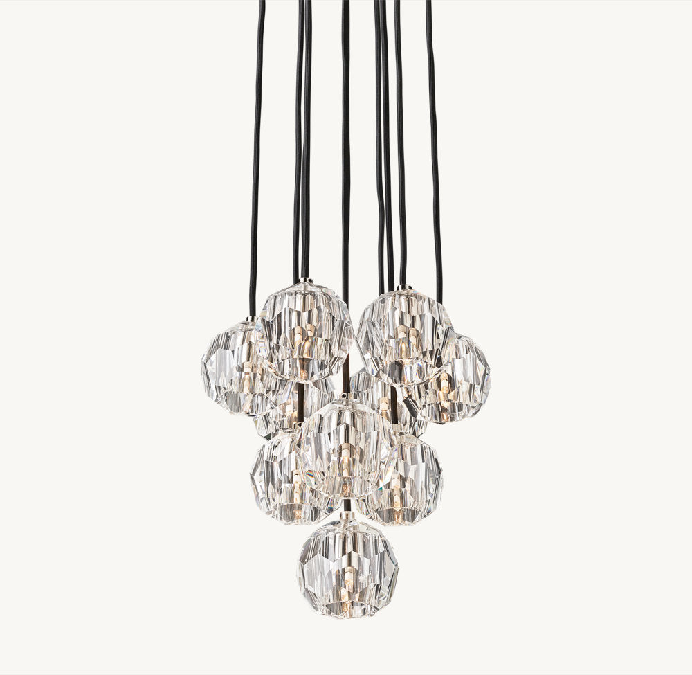 BOULE DE CRISTAL CLEAR GLASS ROUND CLUSTER CHANDELIER 14"
