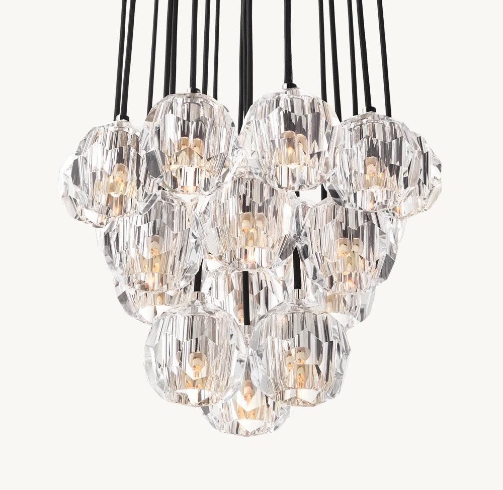 BOULE DE CRISTAL CLEAR GLASS ROUND CLUSTER CHANDELIER 19"