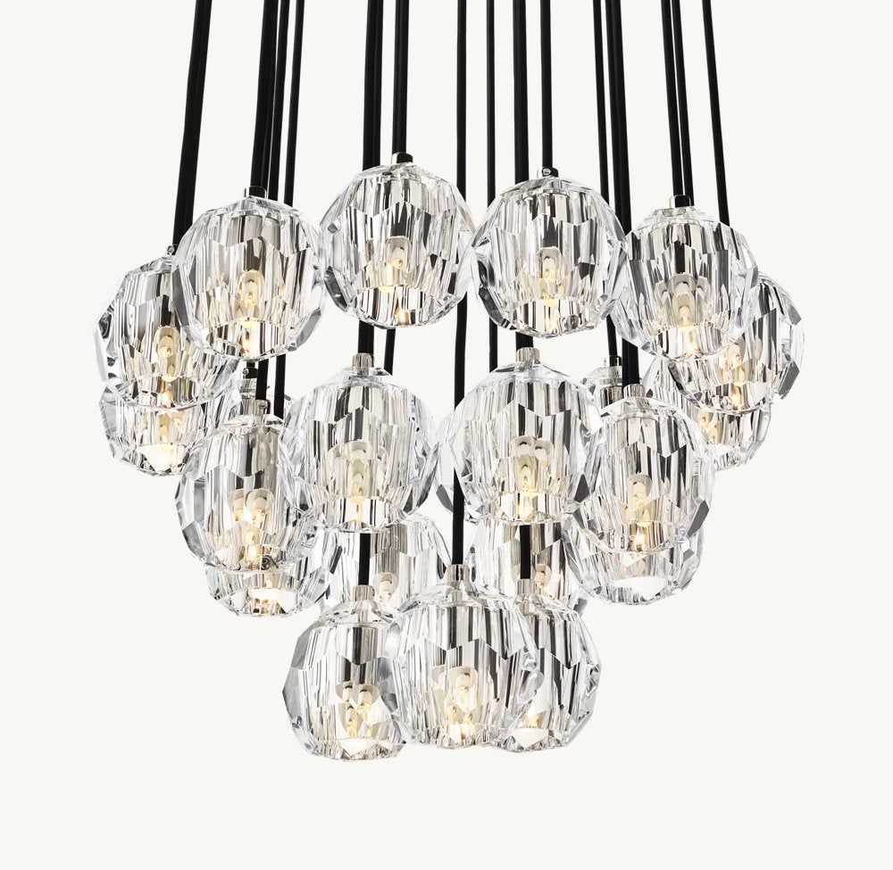 BOULE DE CRISTAL CLEAR GLASS ROUND CLUSTER CHANDELIER 24"