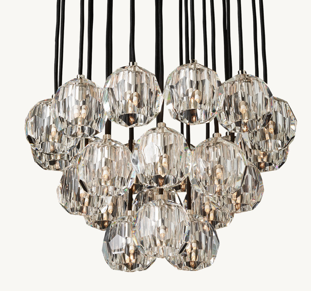 BOULE DE CRISTAL CLEAR GLASS ROUND CLUSTER CHANDELIER 24"