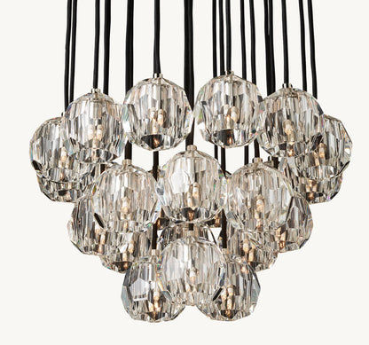 BOULE DE CRISTAL CLEAR GLASS ROUND CLUSTER CHANDELIER 24"