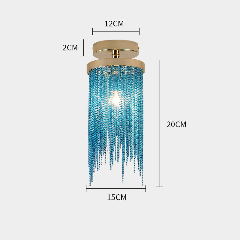 Modern Aluminum Chain Tassel Round Pendant Ceiling Light