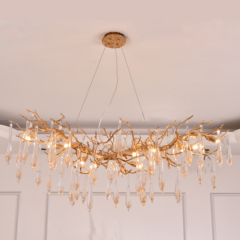 Agnesi Crystal  Branch Chandelier Brass