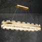 Custom 33" Gear Marble Chandelier Brass