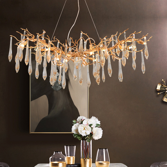Agnesi Crystal  Branch Chandelier Brass