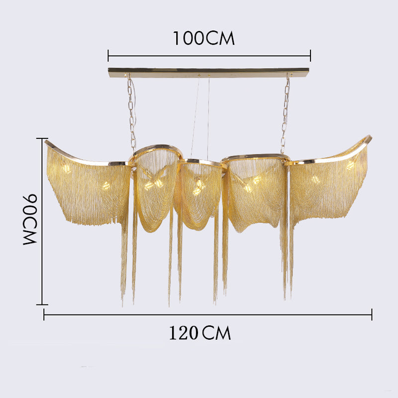 Modern Boat Golden Aluminum Chain Chandelier Lighting