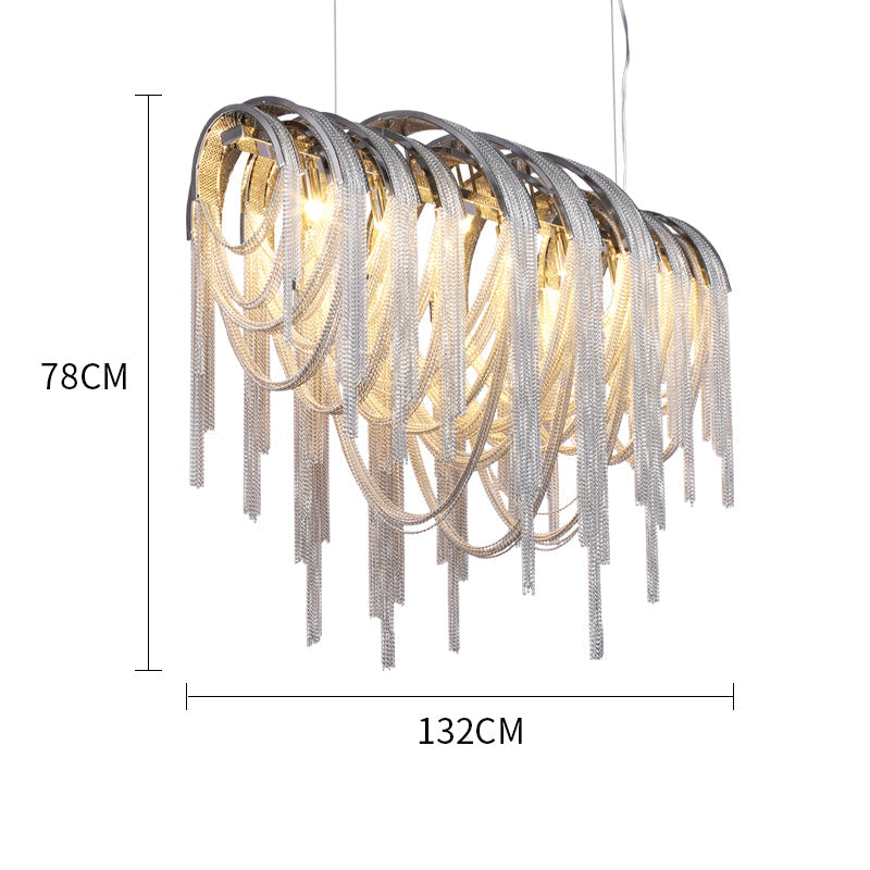 Aluminum Chain Tassel Chandelier for Dining Room