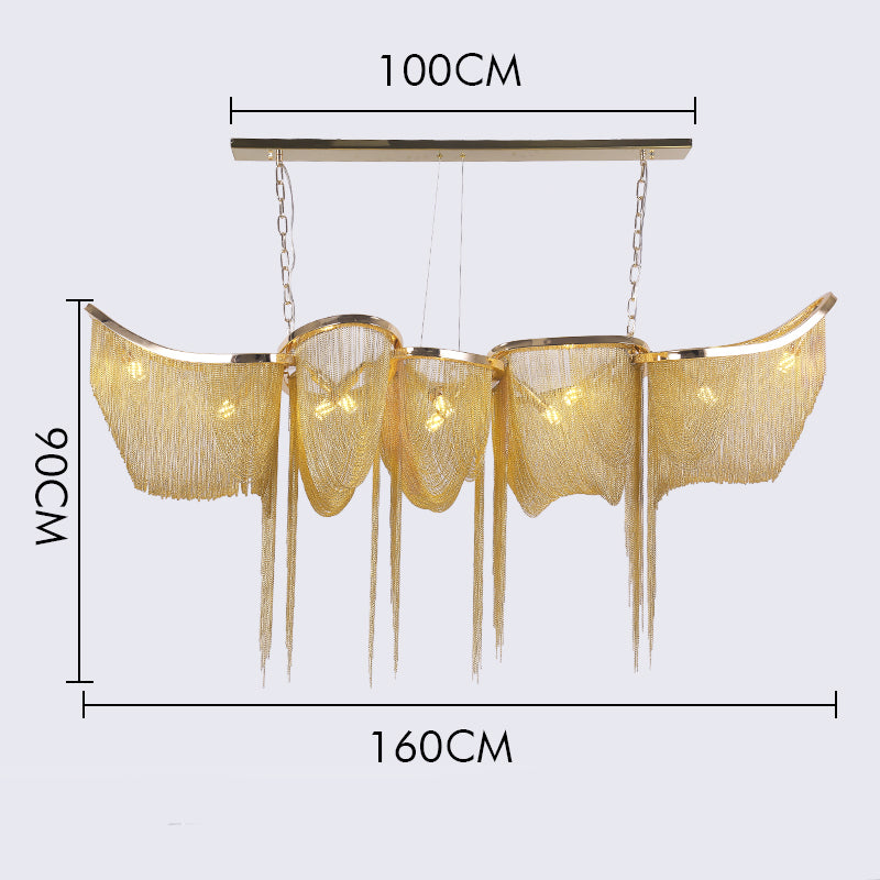 Modern Boat Golden Aluminum Chain Chandelier Lighting