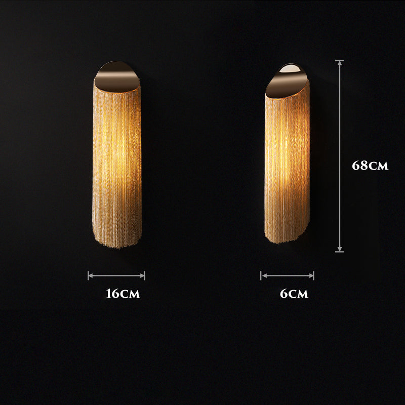 Modern cylindrical Aluminum Chain Tassel Wall Sconce