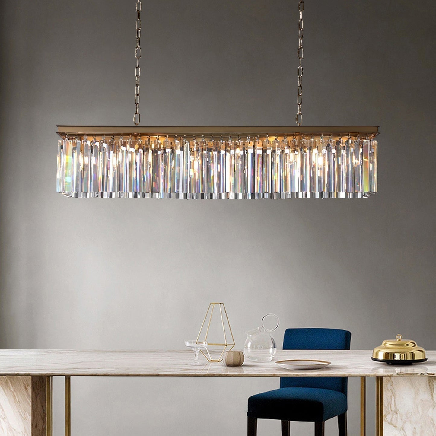 Rhys Rectangular Chandelier 59", 8-lights