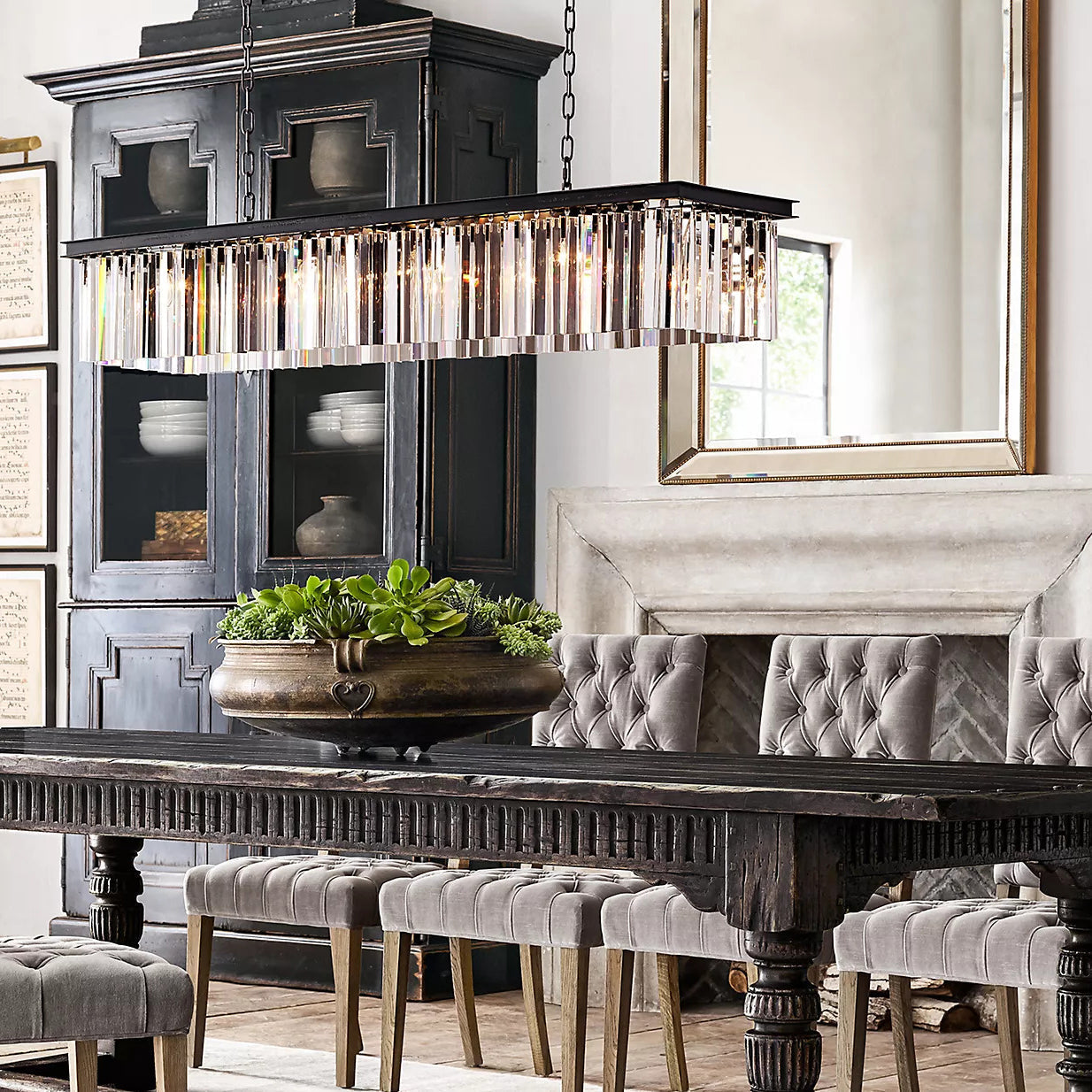 Rhys Rectangular Chandelier 59", 8-lights