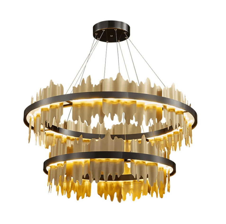 Nera de 2-Tier Brushed Brass Modern Chandelier