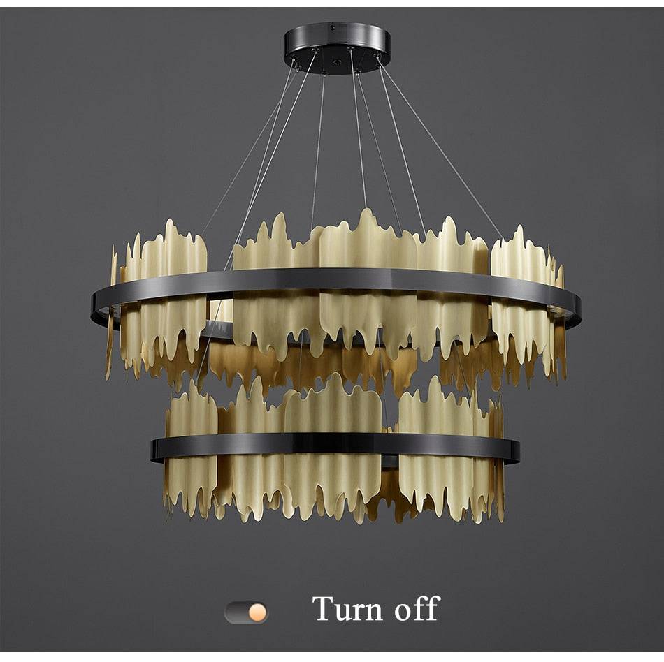 Nera de 2-Tier Brushed Brass Modern Chandelier