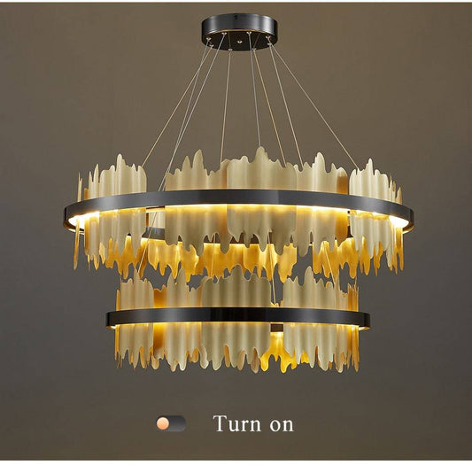 Nera de 2-Tier Brushed Brass Modern Chandelier