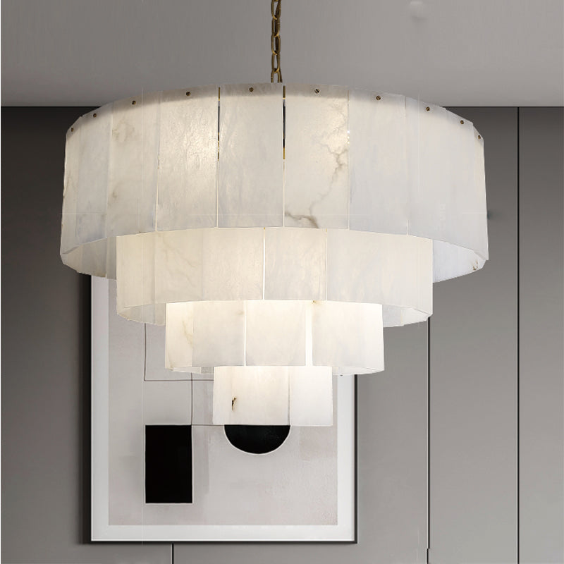 Multi-Layer Classic Marble Round Chandelier 31"