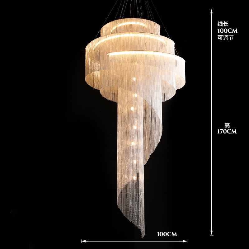 Living Room Chandelier for Aluminum Chain Tassel Gold silver