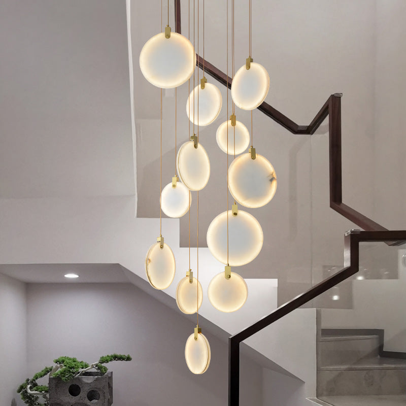 Disc Marble Round Chandelier For Loft