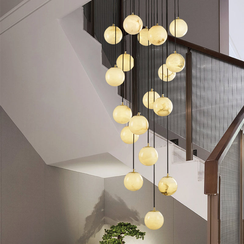 Maggie Marble Chandelier Duplex Staircase Light Lucite Long