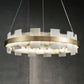 Custom 33" Gear Marble Chandelier Brass
