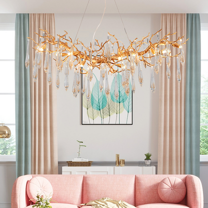 Agnesi Crystal  Branch Chandelier Brass