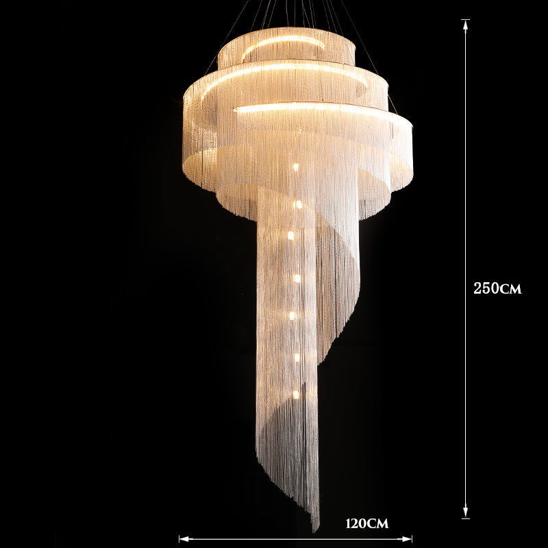 Living Room Chandelier for Aluminum Chain Tassel Gold silver