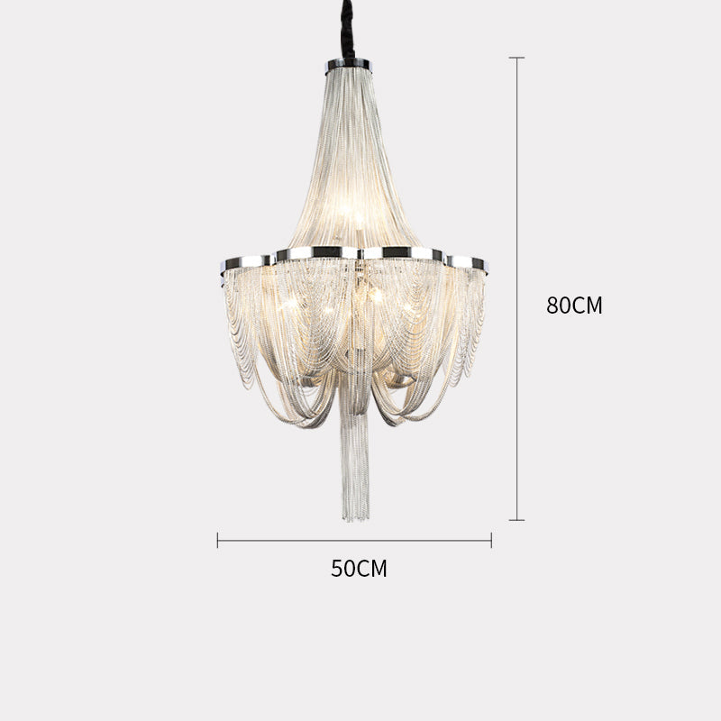 Long-Tail Aluminum Chain Tassel Round Chandelier